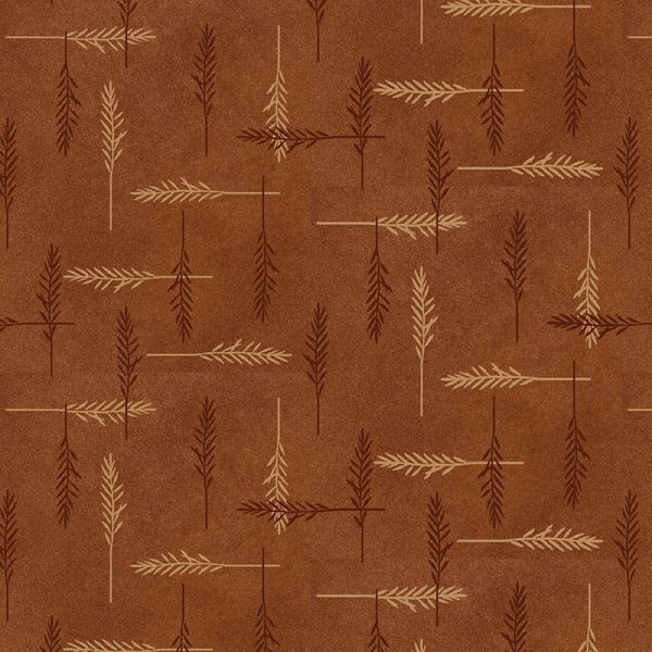 Flannel Rust Beige Feathers
