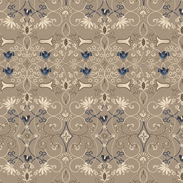 Khaki Bird Damask collection BlueBird of Happiness