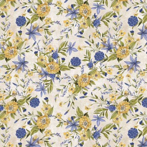 Morning Serenade Yellow-Blue florals 