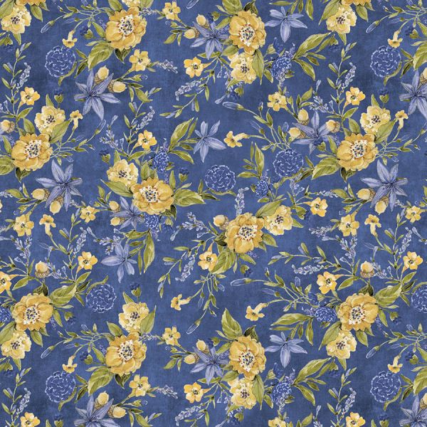 Morning Serenade Yellow-Blue florals 