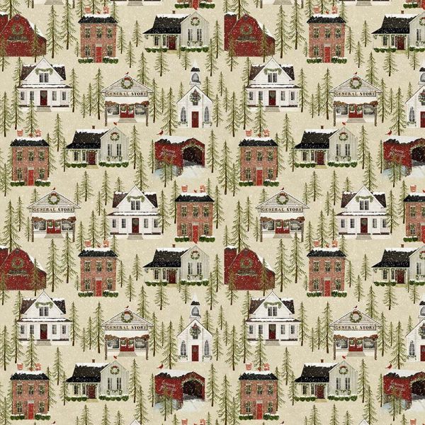 Beige Snow Village Allover 