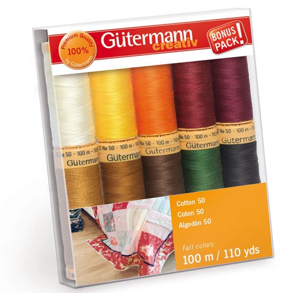 Gutermann set katoen naaigaren Najaars Kleuren 10 stuks