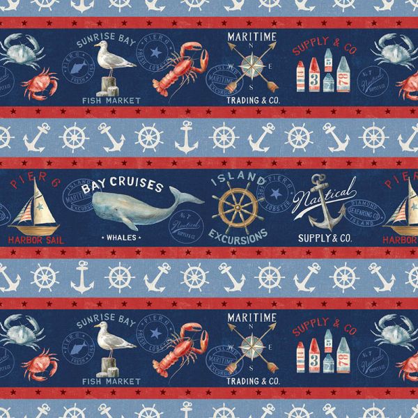 At The Helm Maritim  Randstof - per 50cm x110cm