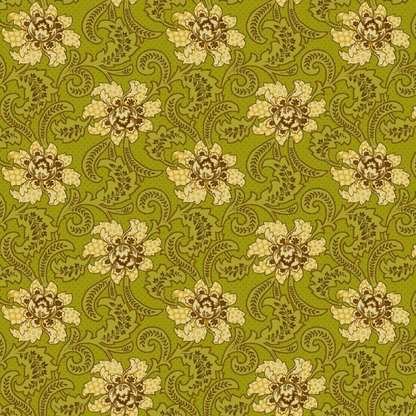 Kim Diehl Green Foulard Flowers 