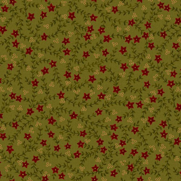 Kim Diehl Green Vines and Red Flowers