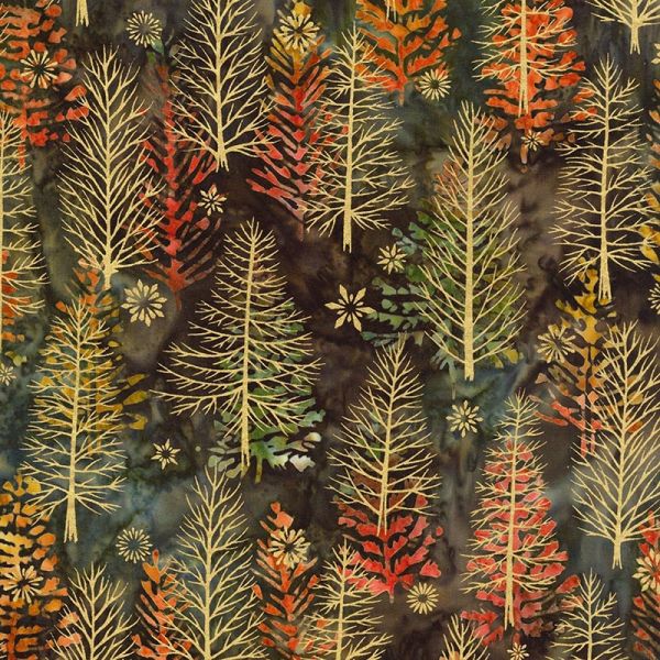 Batik Northwoods Forest PineTrees