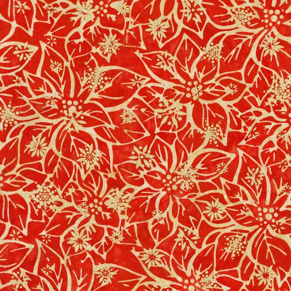 Pointsettias Cardinal Batik metallic