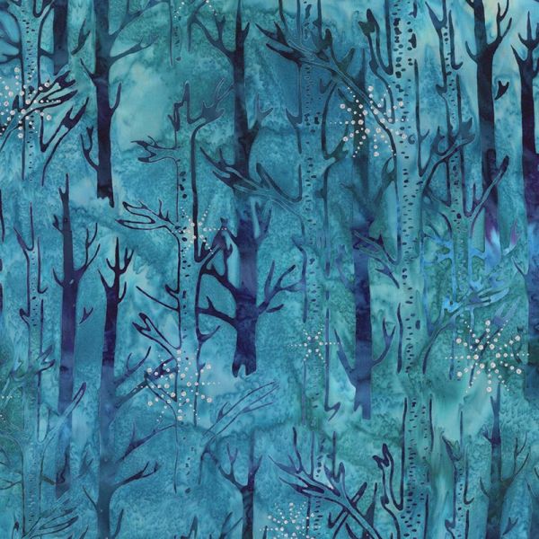Batik Northwoods Blue Trees