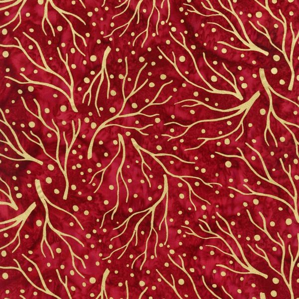 Batik Northwoods Forest Cranberry metallic