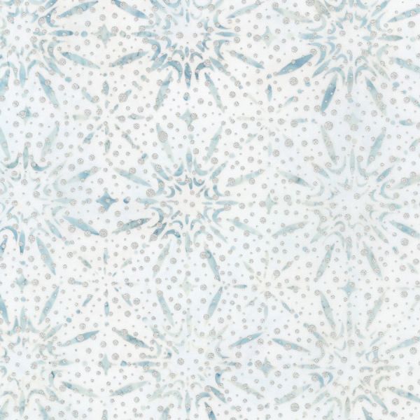 Snowflakes Sky Metallic Batik