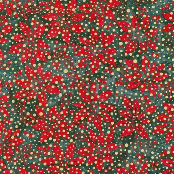 Flowers Holiday Christmas Metallic Batik