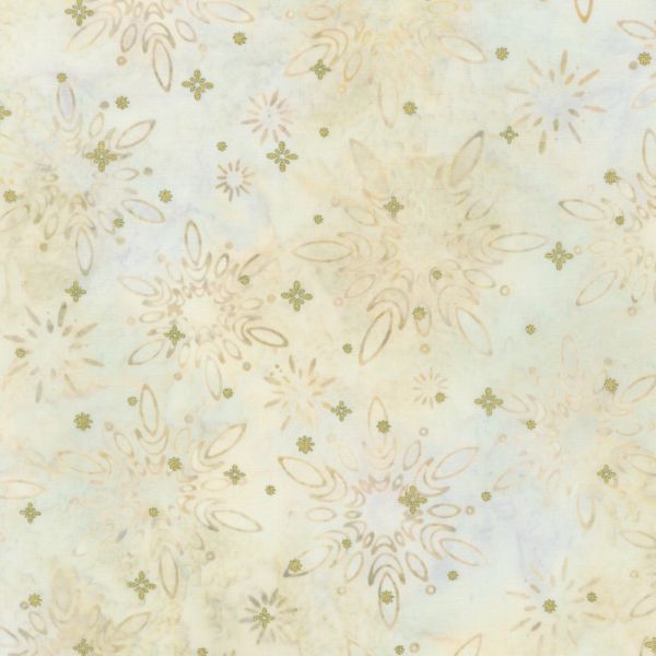 Snowflakes Ivory batik with metallic