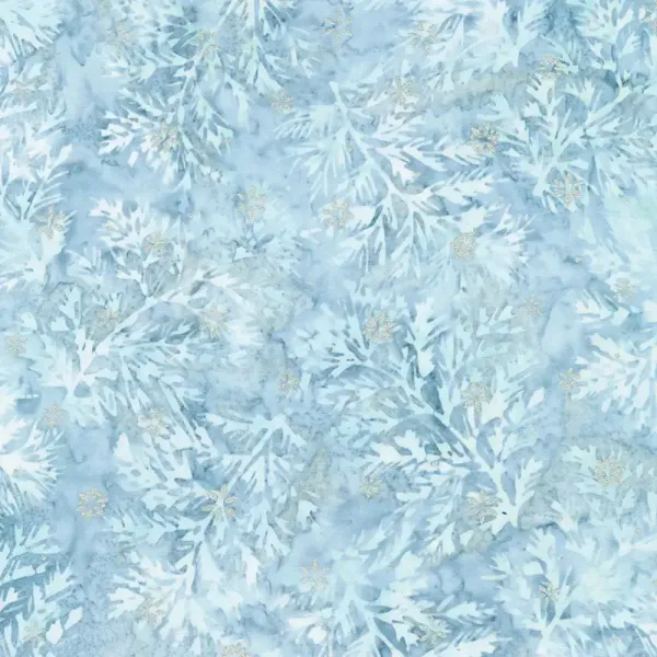Winter Sparkle Batik - Branches Powder - with metallic