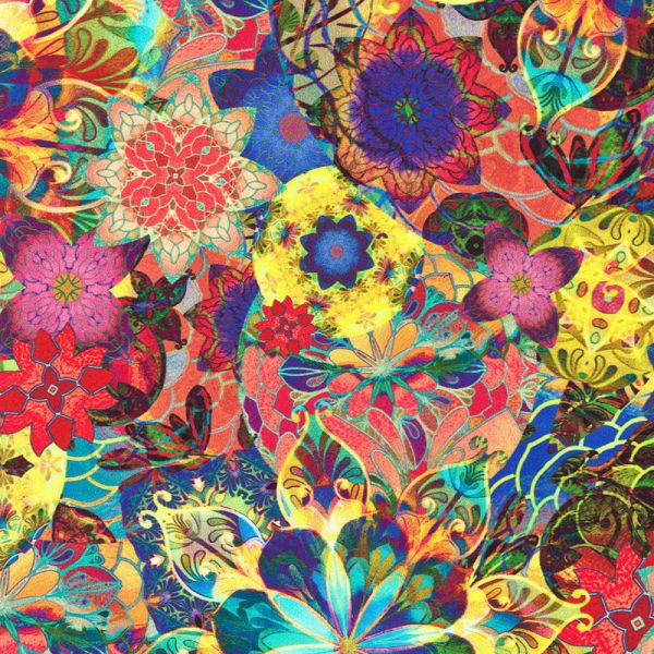 Venice Multi Flower Wide Backing 108 inch  Sateen - per 50cm