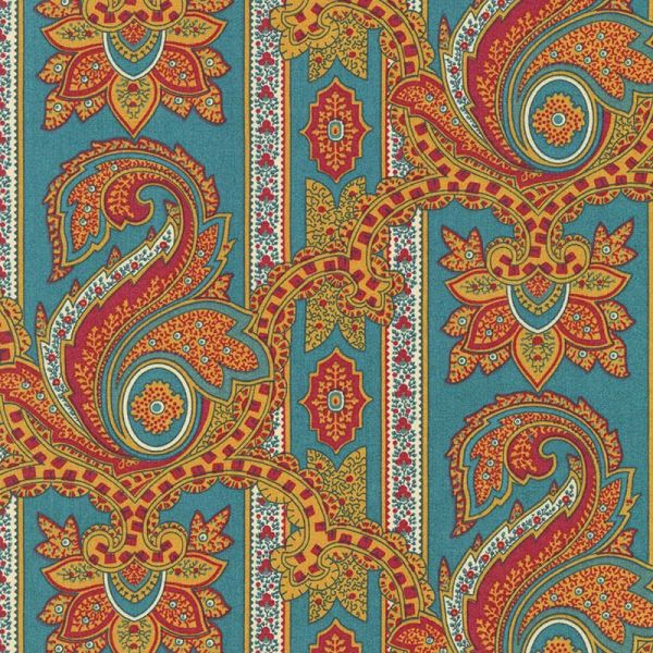 Teal Floral Scroll reproduction