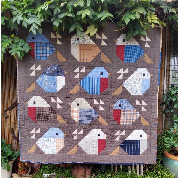 Quiltpakket Red Robbin and Blue Birds   - 49 x 49 inch