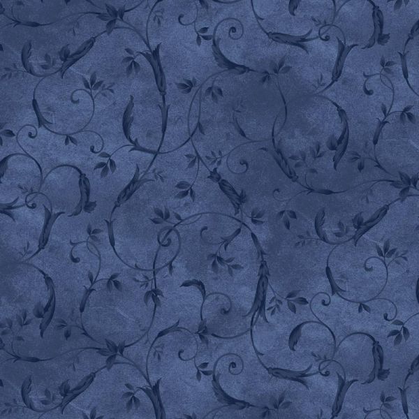 Blue Scroll Wide Backing 108 inch - per 50cm
