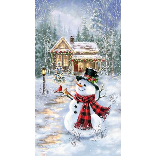 Panel Snowman and Cottage