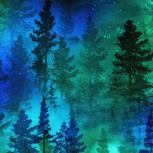 Green Forest Trees 108in Wide Backing -per 50cm 
