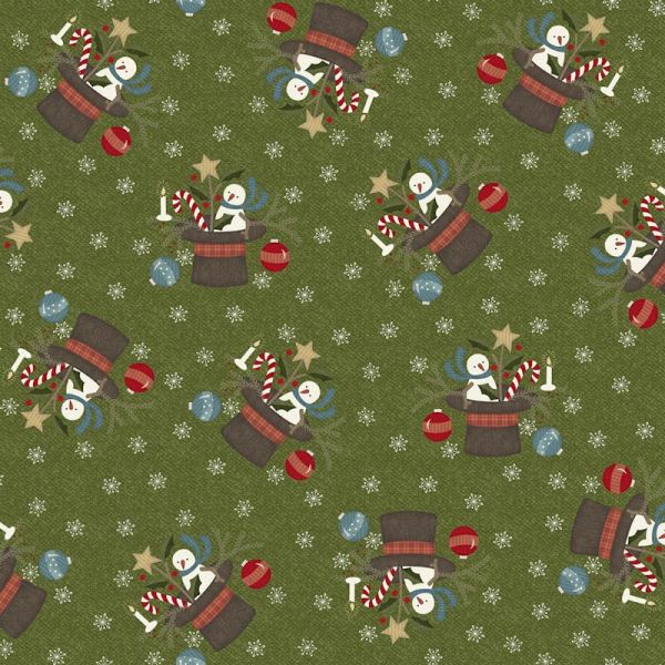 Flannel Green Hat Snowman  - Bonnie Sullivan
