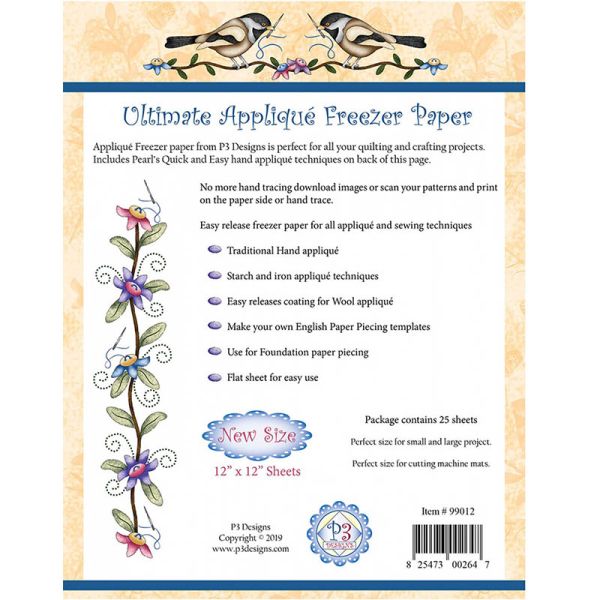 Ultimate Applique Template Freezer Paper 12in x 12in