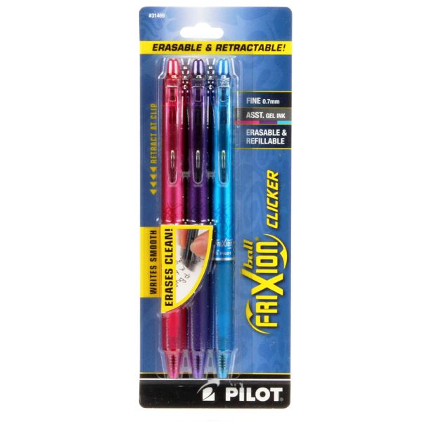 Frixion Clicker Gel Pen Assortiment Fine Point 0.7mm