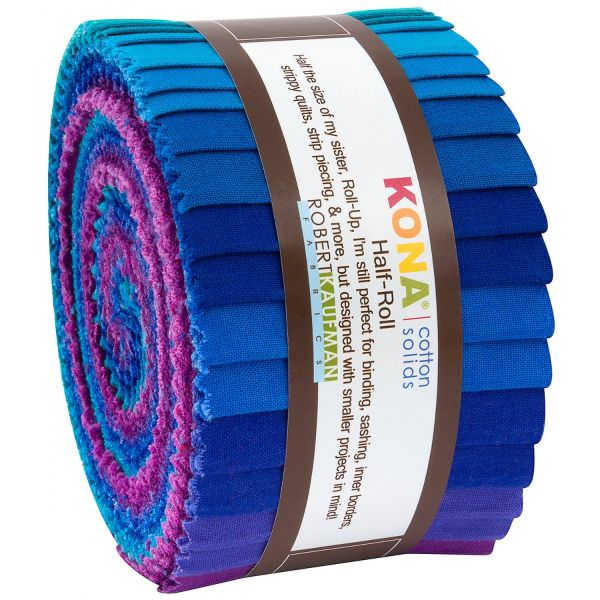 Jelly Roll Kona Solid Peacock Palette  2.5 inch - 24 strips