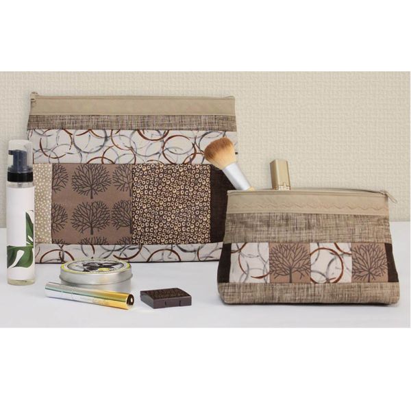 'Quilt As You Go'  Set cosmetic Etui's  - Camel Zipper 