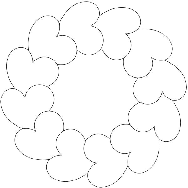 Quiltsjabloon Circle of Hearts  9" inch