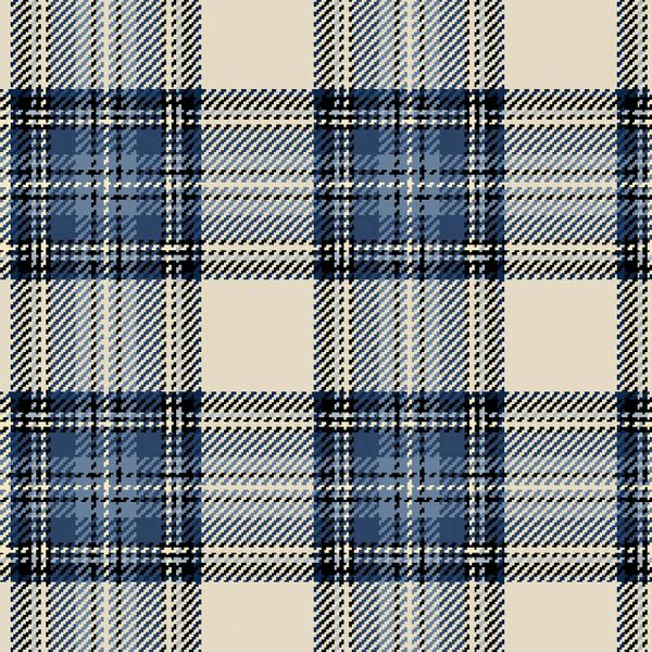 Primo Plaid Cream indigo Blue Tartan - Laura Berringer