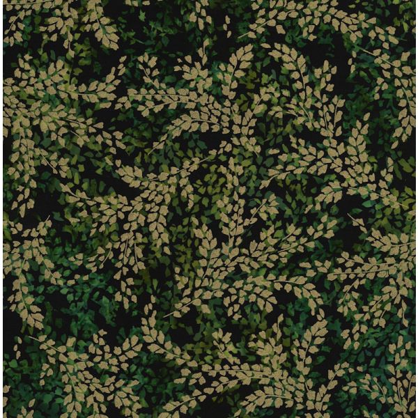 Hoffman  Batik Emerald metallic Leafs