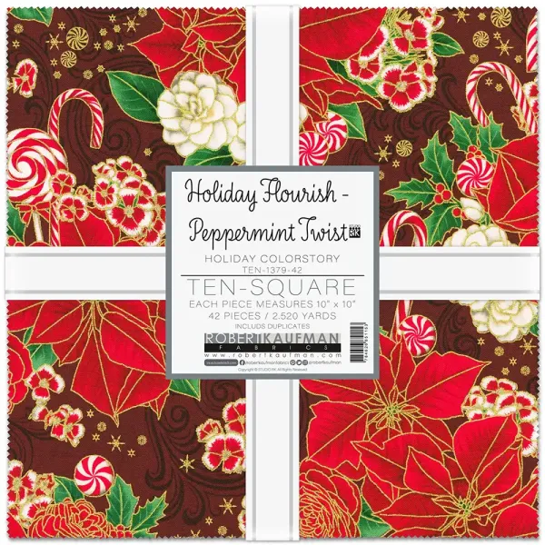 Layer Cake Holiday Flourish Peppermint Twist Gold