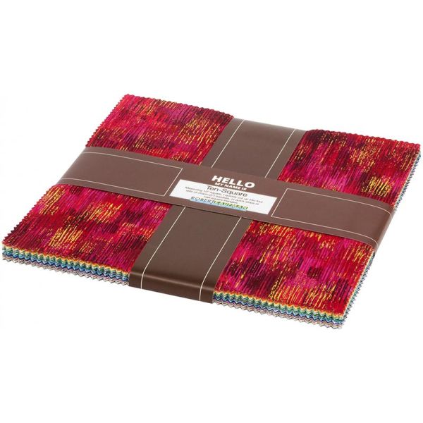 Fusion Brushwork Layer Cake 10 ' Squares Metallic Prints