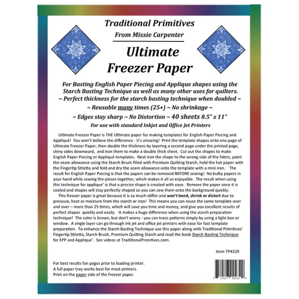 Ultimate Applique Freezer Paper 8.5 in x 11in