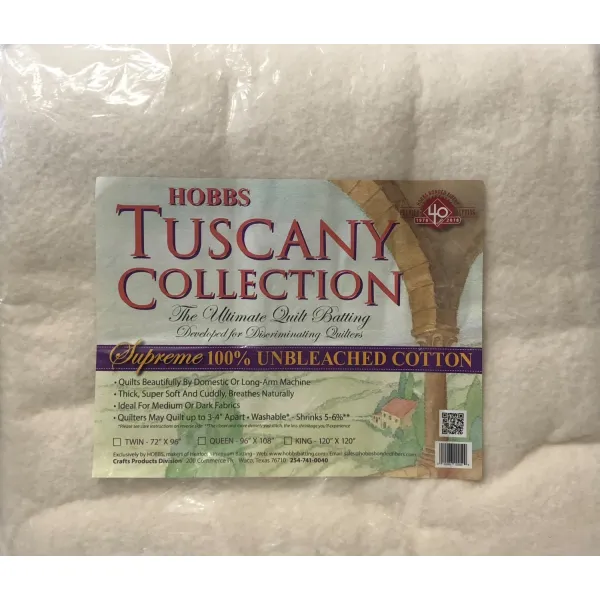 Tuscany- Batting 100% Supreme cotton- King Size Pack -120 " x 120"- 310cm x 310cm