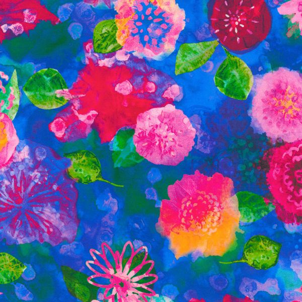Floral Lapis Sateen Cotton