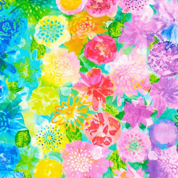 Flowers Rainbow Sateen Cotton