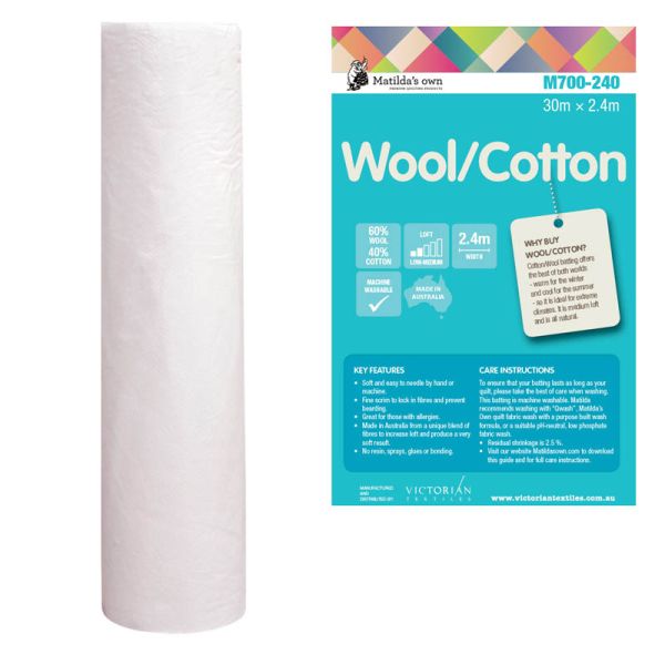 Matilda's Own Batting Wool & Cotton   -per 50 cm