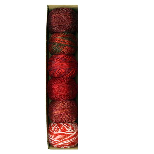 Valdani Perlé 8 Applique Cotton assortiment  'Reds - 6 stuks- ' - Hand Dyed